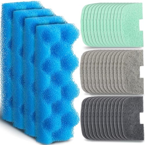 40 Pcs Replacement Filter Media Kit Compatible with Fluval 206/207, Aquarium Filters Set Including 4 Biological Foams, 36 Ammonia/Phosphate/Nitrite Remover - style: 206/207