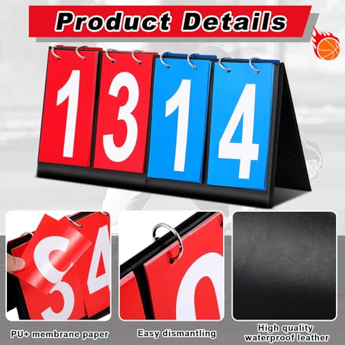 Hiboom Portable Scoreboard Flipper Bulk 4 Digit Tabletop Score Keeper