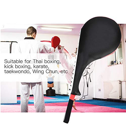 Taekwondo Kick Pad, High Dense Sponge Double Clapper Kicking Pad Striking Pad TKD Kicking Targets Training Paddles with Wrist Strap for Karate Taekwondo Kickboxing Training - color: Black
