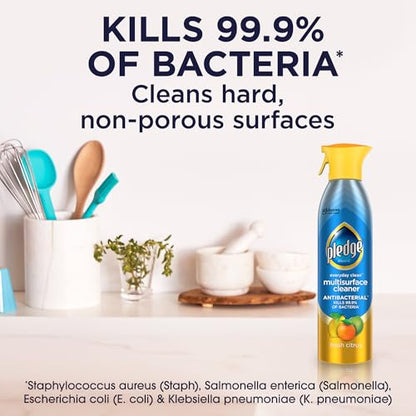 Pledge Antibacterial Multisurface Cleaner Spray, Fresh Citrus, 9.7 oz, 3 pk - size: 9.7 Fl Oz (Pack of 3)