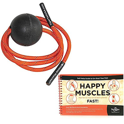 Tiger Tail Bundle: Tiger Ball 2.6 Foam Roller Ball with 55” Corded Rope + Happy Muscles Book