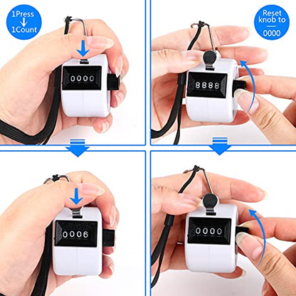 FEBSNOW 2 Pack Tally Counter Clicker 4 Digit Number for School Event - color: Black White