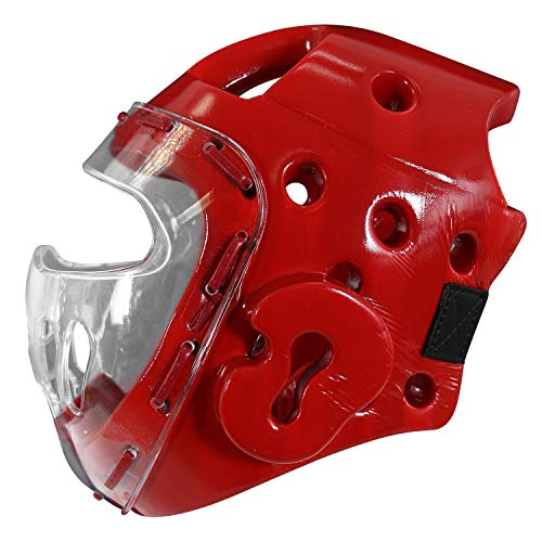adidas Martial Arts Taekwondo Headgear with Face Shield - color: Red, size: X-Small