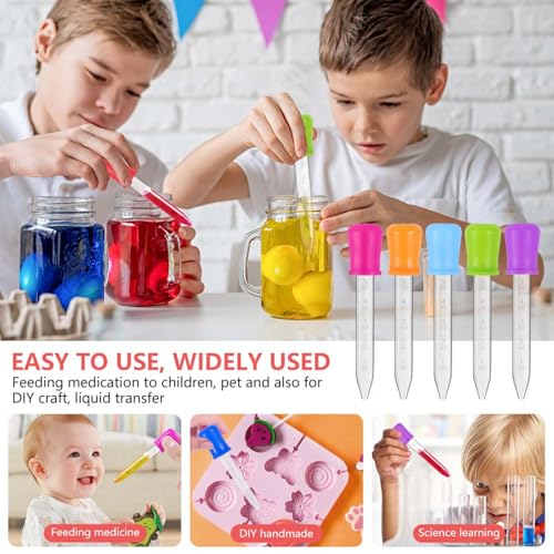 10 Pack 5ML Liquid Dropper Pipettes with Silicone Bulb Tip Clear Medicine Eye Droppers with Brush Essential Oil Transfer for Kids Kitchen Crafts Science Experiments Makeup Tool Gummy Bear