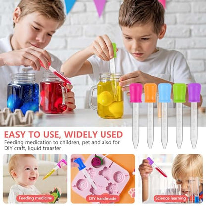 10 Pack 5ML Liquid Dropper Pipettes with Silicone Bulb Tip Clear Medicine Eye Droppers with Brush Essential Oil Transfer for Kids Kitchen Crafts Science Experiments Makeup Tool Gummy Bear