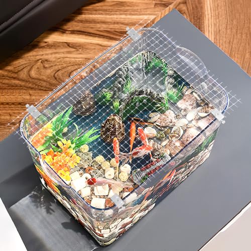 VILLCASE Fish Tank Anti-Escaping Net Aquarium Mesh Cover 27.55X20.86 Inches Breathable Escape-Proof Screen with 5 Brackets Practical Fish Tank Netting for Home Aquariums