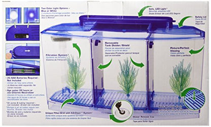 Penn-Plax Deluxe Triple Betta Bow Aquarium Tank - Includes Under Gravel Filter & Plastic Plants - 0.7 Gallon