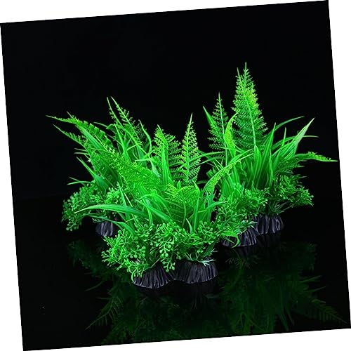 Toddmomy 3pcs Artificial Water Grass Aquatic Plant Ornament Base for Fish Tank Aquarium Decoration Lifelike Plastic Aquatic Landscape for Freshwater and Tanks
