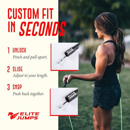 Elite Jumps Fit Rope or Fitness - Premium 4mm Pvc Speed Jump Rope - Indoor and Outdoor Exercise - Adjustable Cables, Aerobic Exercise, Gym & Home Fitness Workouts & More - Orange