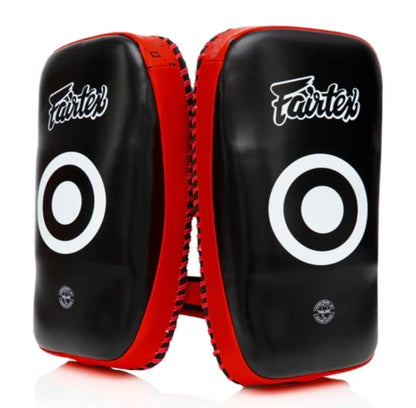 Fairtex Curved Muay Thai Pads, Kickboxing Punching Kicking Striking Shield - color: Black/Red, size: Extra Long