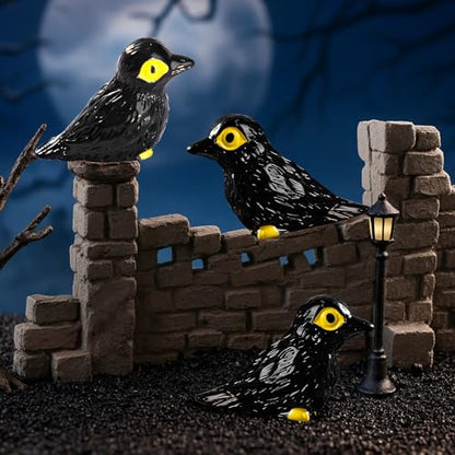 50 Pcs Mini Resin Crows Figurine, Crows Miniature, Small Resin Animals Bulk, Micro Landscape Crows Decor, Garden Decoration Ornaments for Home - style: Crows