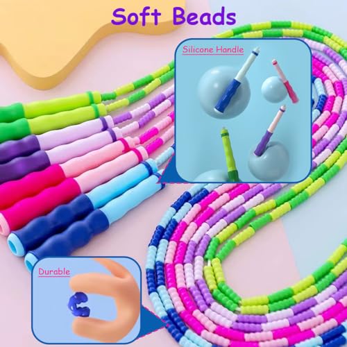 Jump Rope for Kids Girls and Boys, Soft Beaded Jump Ropes, Adjustable Skipping Rope, Tangle-Free Segmented Rope for Kid and Women Men Adults Exercise, Keeping Fit, Training - 9.2Ft - color: Purple