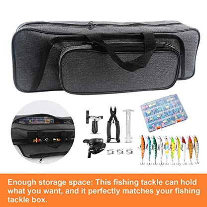 Hikary 43CM/17Inch Fishing Rod Case - Portable Folding Fishing Pole Tackle Storage Bag (gray)