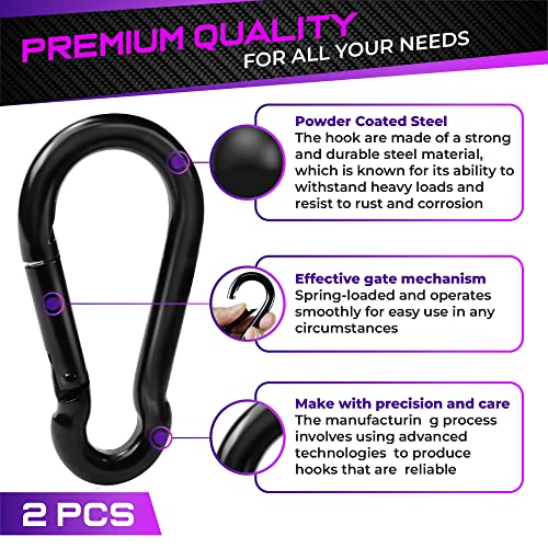 2200LB 5.5in Spring Snap Hook Carabiner Clips, Heavy-Duty Carabiners, 2Pcs - size: 2Pcs 5.5In