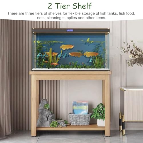 Solid Wood Fish Tank Stand, Aquarium Stand with Plant Shelf, 5 10 15 20 30 40 Gallon Fish Tank Table, Reptile Tank Rack for Home Office,Ligjt Grey,90x35cm(35 3/8 - color: Ligjt Grey, size: 90x35cm( 35 3/8