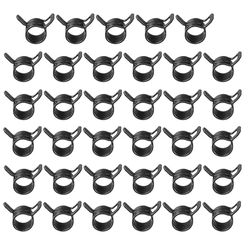 PATIKIL Spring Band Hose Pipe Clamps for 7-8.2mm OD Hose, 35 Pack Silicone Vacuum Constant Tension Band Clips for Fuel Line Silicone Air Hose Tube Water Pipe, Black - color: Black, size: 7-8.2mm