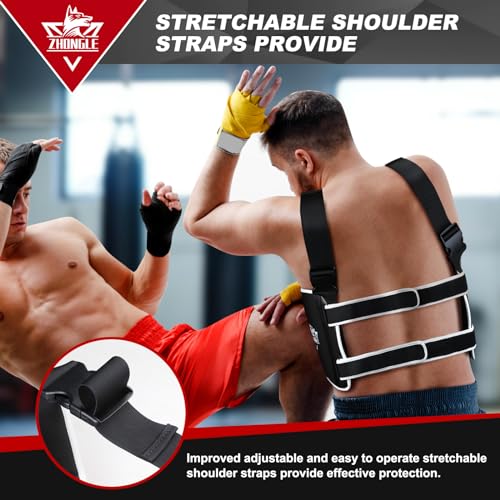 Boxing Chest Protector Adjustable MMA Taekwondo Muay Thai Chest Protector, Boxing Training Heavy fist, Adjustable Shield, Martial Arts Upper Abdomen Protective pad, Taekwondo - color: Black