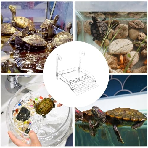 Clear Climbing Rest - Acrylic Turtle Ramp, Aquarium Tank Terrace Dock, Reptile Habitat Accessories Frogs Hermit Crabs Lizards | Durable Pet Lounge Shelf for Sunbathing Swimming