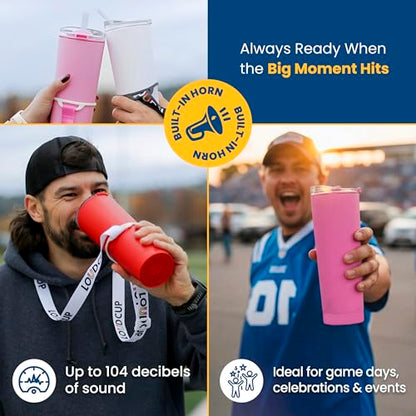 The LoudCup 23 oz 2-in-1 Water Bottle & Noisemaker, Ice White - color: Ice White, size: 23 Ounces