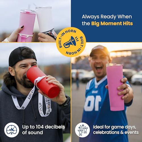 The LoudCup 23 oz 2-in-1 Water Bottle & Noisemaker, Ice White - color: Ice White, size: 23 Ounces