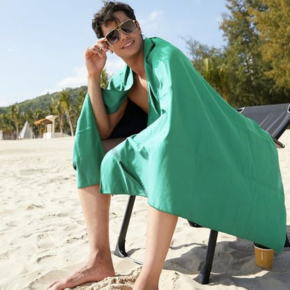 Rainleaf Microfiber Towel Quick Dry Camping & Travel & Gym Towel. Compact - color: Apple Green, size: 32.00" x 16.00"