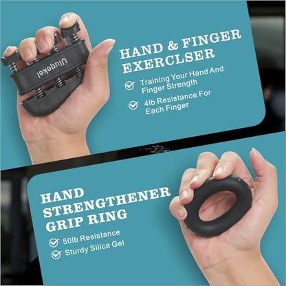 Adjustable Hand Grip Strengthener, 11–220 lbs Resistance Forearm Exerciser with Ergonomic Non-Slip Handle, Grip Trainer for Strength Training, Fitness, Weightlifting, Rock Climbing, Gym Workouts