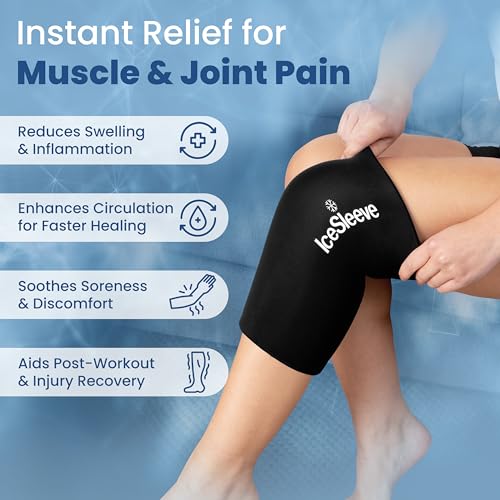 IceSleeve Elbow & Knee Ice Pack Wrap, Cold & Heat Therapy, Black XL, 1 Pack - color: Black, size: Extra Large
