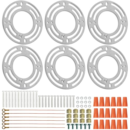 6 Pack Universal Light Fixture Mounting Bracket Heavy Duty 50 LB Rated, 4 Inches Diameter Steel Round Light Crossbar Gold Acorn Cap Nuts for Ceiling Pendant Light Chandelier Wall sconces