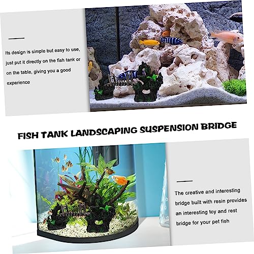 Alipis Aquarium Suspension Bridge Decor Resin Rockery Adornment for Fish Tank Landscaping Lifelike Model Unique Design Creative Aquarium Decoration
