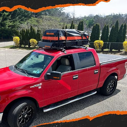 Mockins 64"x39"x6" Extendable Cargo Roof Rack Basket with 250 Lbs Capacity | Heavy-Duty Car Roof Cargo Carrier Rack Bundle with Straps & Net | All-Weather Steel Luggage Carrier for Car Rooftop Storage - size: Basket: 64"x39"x6"