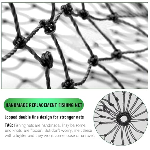 Fishing Net Fish Landing Net Foldable Fishing Replacement Net for Freshwater Saltwater Fishing Net Replacement Netting Green/Black 2 Colors Handle/Frame Not Included