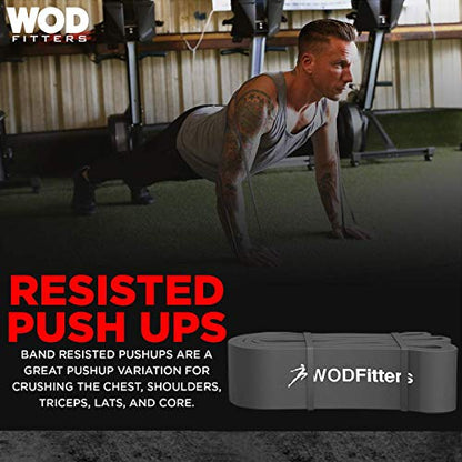 WODFitters Pro Series Pull-Up Assistance Bands – Premium Resistance Loop Bands for Assisted Pull Ups, Muscle Ups, Strength Training & Mobility – Durable Bands for Functional Fitness - color: #6 Grey