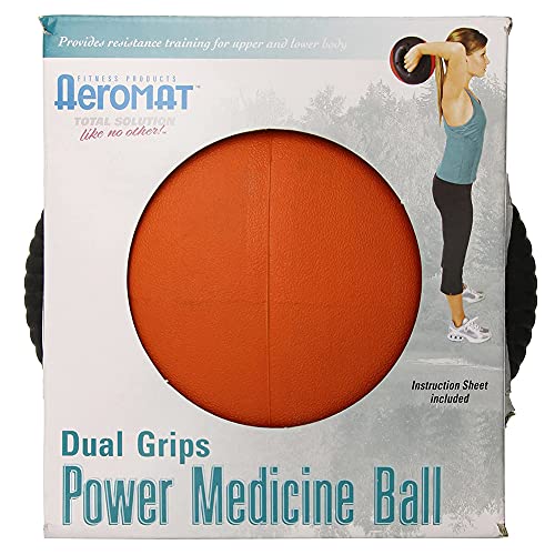 AEROMAT Dual Grip Power Medicine Balls for Abdominal Training and Rotational Movements - 9" Diameter - Weights Color-Coded - style: 8 lbs - Black/Orange