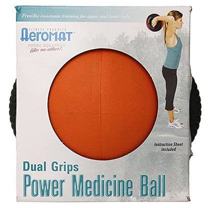 AEROMAT Dual Grip Power Medicine Balls for Abdominal Training and Rotational Movements - 9" Diameter - Weights Color-Coded - style: 8 lbs - Black/Orange