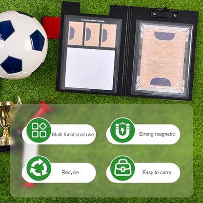 Futsal Coaching Board, Magnetic Soccer Coaching Board Double-Sided Dry Erase, Futsal Tactics Clipboard for Coaches, Portable Soccer Whiteboard with Magnets Marker Pen Eraser - size: Upgraded Set - Futsal