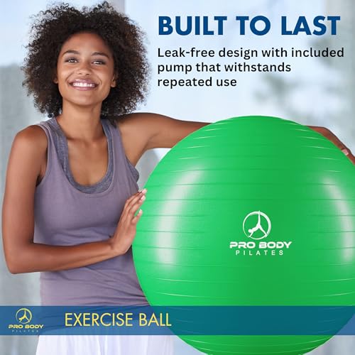 ProBody Pilates Yoga Ball - Gym Grade Exercise Ball - color: Green, size: XL: 27-30 inches/68-75 cm