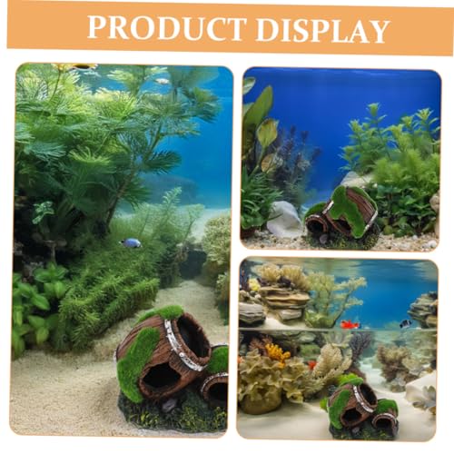 Beaupretty Broken Barrel Aquarium Decoration Resin Dual-Barrel Fish Tank Hideout Freshwater Shrimp Cave for Betta Fish and Aquatic Pets