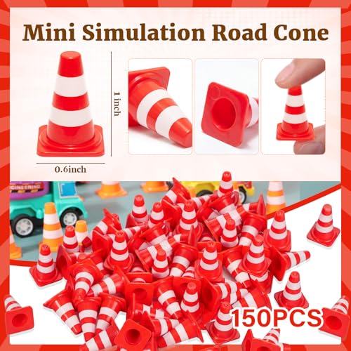 Soulchen 150 Pcs 1" Mini Traffic Cones Miniature Barricades Toys,Red - color: Red