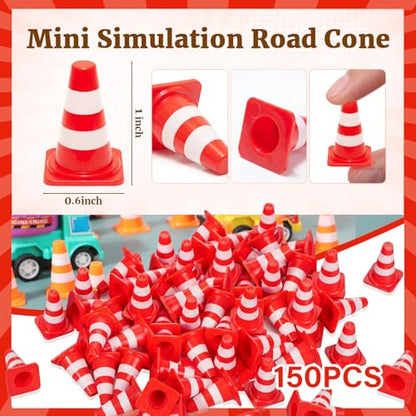 Soulchen 150 Pcs 1" Mini Traffic Cones Miniature Barricades Toys,Red - color: Red