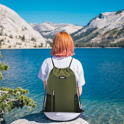 WANDF Drawstring Backpack, Gym Sackpack for Sports - color: Green