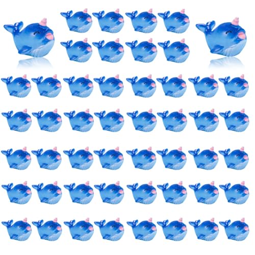 50PCS Mini Ocean Animals Figurines Ornaments Resin Sea Animal Tiny Resin Figurines for Fish Tank Decorations Party Favor Garden Accessories Gift (Whale) - color: Whale