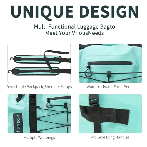 80L Dry Bag Large Waterproof Bag Roll-Top Heavy Duty Fishing Duffel Bag with Durable Straps & Handles for Kayaking Paddle boarding Boating Rafting Fishing - color: Lake Blue