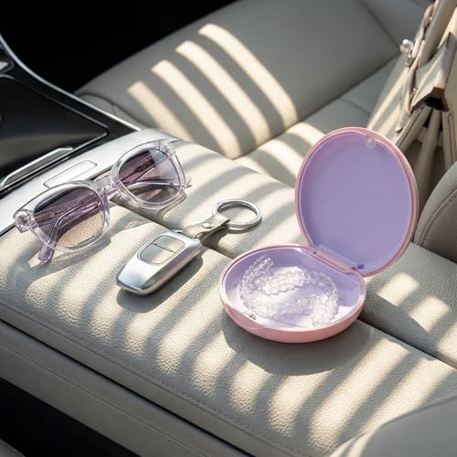 2 Pack Retainer Case, Slim Aligner Case for Invisalign with Tool Kit - color: 2 Pack - Pink & Lavender