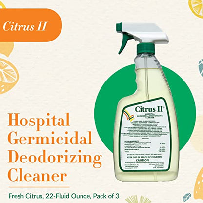 Citrus II Hospital Germicidal Deodorizing Cleaner, 22 Fluid Ounce, 3 Pack