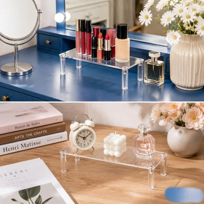 Acrylic Riser, Display Stand Clear Shelf 12 x3.15x2 inches Small Display Shelf 1 Tier Rectangular Organizer for Cosmetic Products Tabletop Use and More