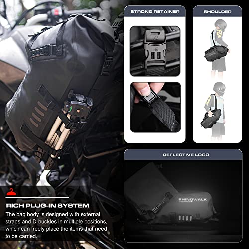 Rhinowalk Motorcycle Saddlebags 28L(14L*2) Waterproof Motorbike Side Bags, Travel Luggage Panniers with Shoulder Strap for Adventure & Sport Motorcycle Racks, 1 Pair - size: 28L Black