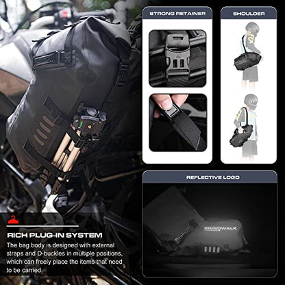 Rhinowalk Motorcycle Saddlebags 28L(14L*2) Waterproof Motorbike Side Bags, Travel Luggage Panniers with Shoulder Strap for Adventure & Sport Motorcycle Racks, 1 Pair - size: 28L Black