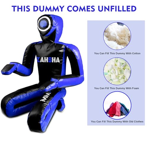 BJJ Wrestling Grappling Self Defense Training Vinyl Dummy, Unfilled - color: Blue, size: 60 inch|150cm|5 Feet