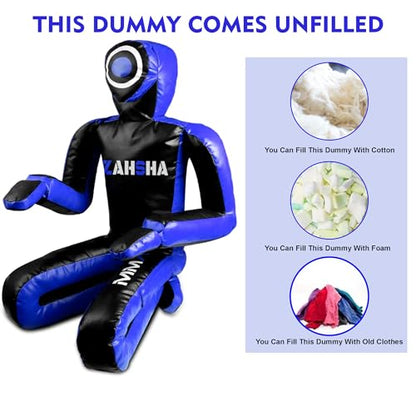 BJJ Wrestling Grappling Self Defense Training Vinyl Dummy, Unfilled - color: Blue, size: 60 inch|150cm|5 Feet