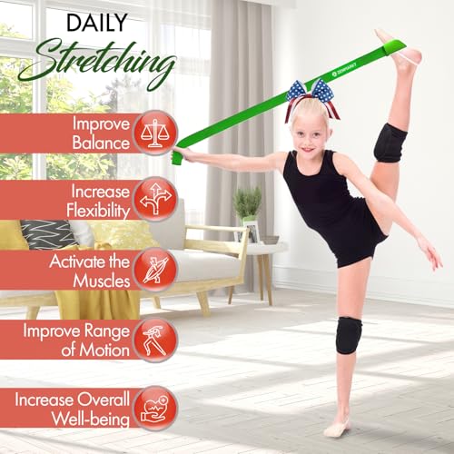 Cheer Stretching Strap for Flexibility Training and Stunt Practice | Durable Stretch Band to Improve Flexibility and Range of Motion, Essential Accessory for Cheerleaders - color: Green